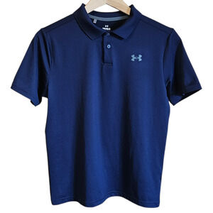Under Armour Boys’ Polo Shirt Performance Tech Golf School Uniform Navy Blue YLG